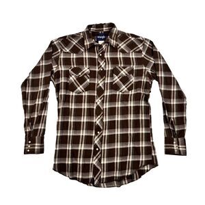 Wrangler Shirt Mens LT Plaid Western Pearl Snap Flannel Long Sleeve Large Tall